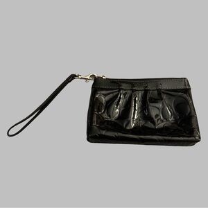 COACH Y2K Black Patent Leather Embossed Wristlet